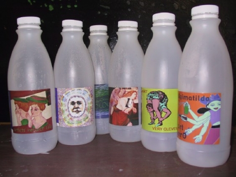 Range of the art labels on the milk bottles